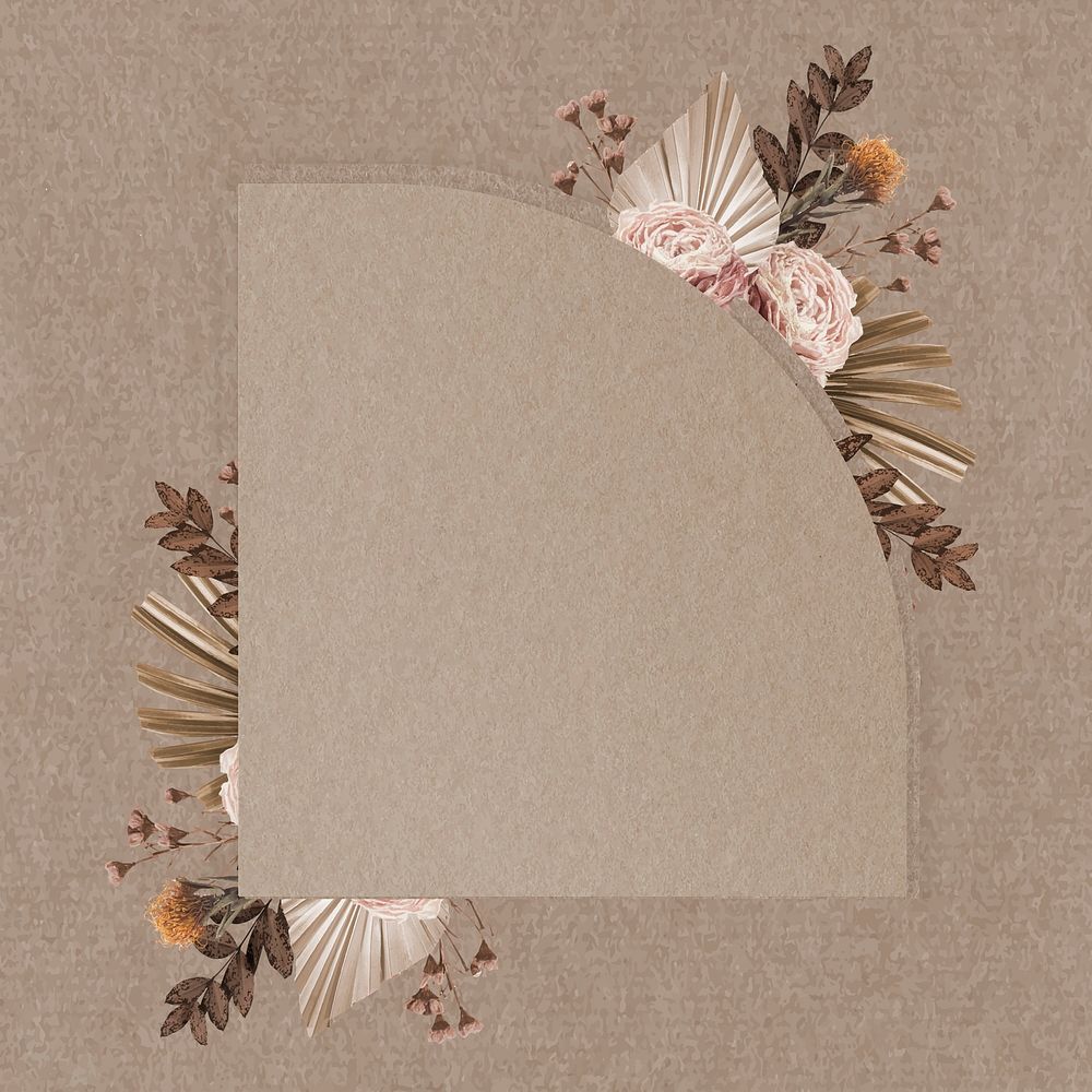 Floral paper frame aesthetic Instagram post background, earth tone design vector