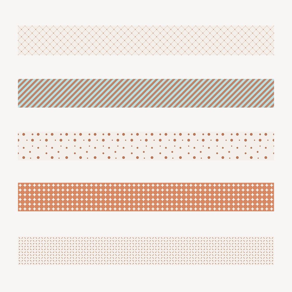 Simple pattern brush, seamless earth tone vector set, compatible with AI