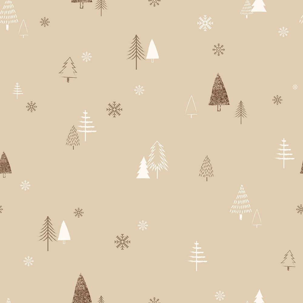 Christmas tree background, cute beige pattern vector