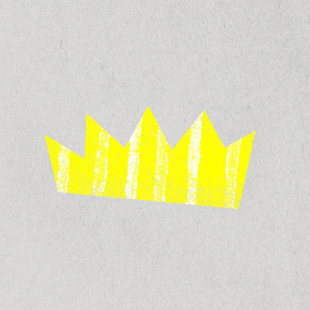 Cute crown sticker, yellow collage element psd