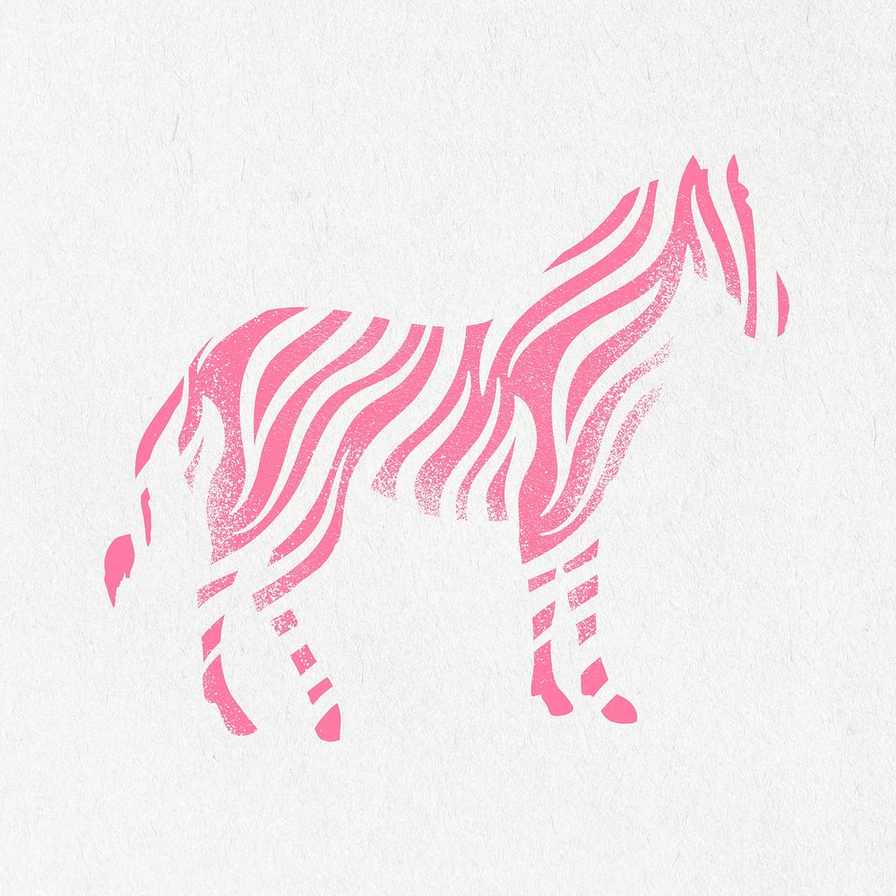 Pink zebra sticker, textured animal stamp psd