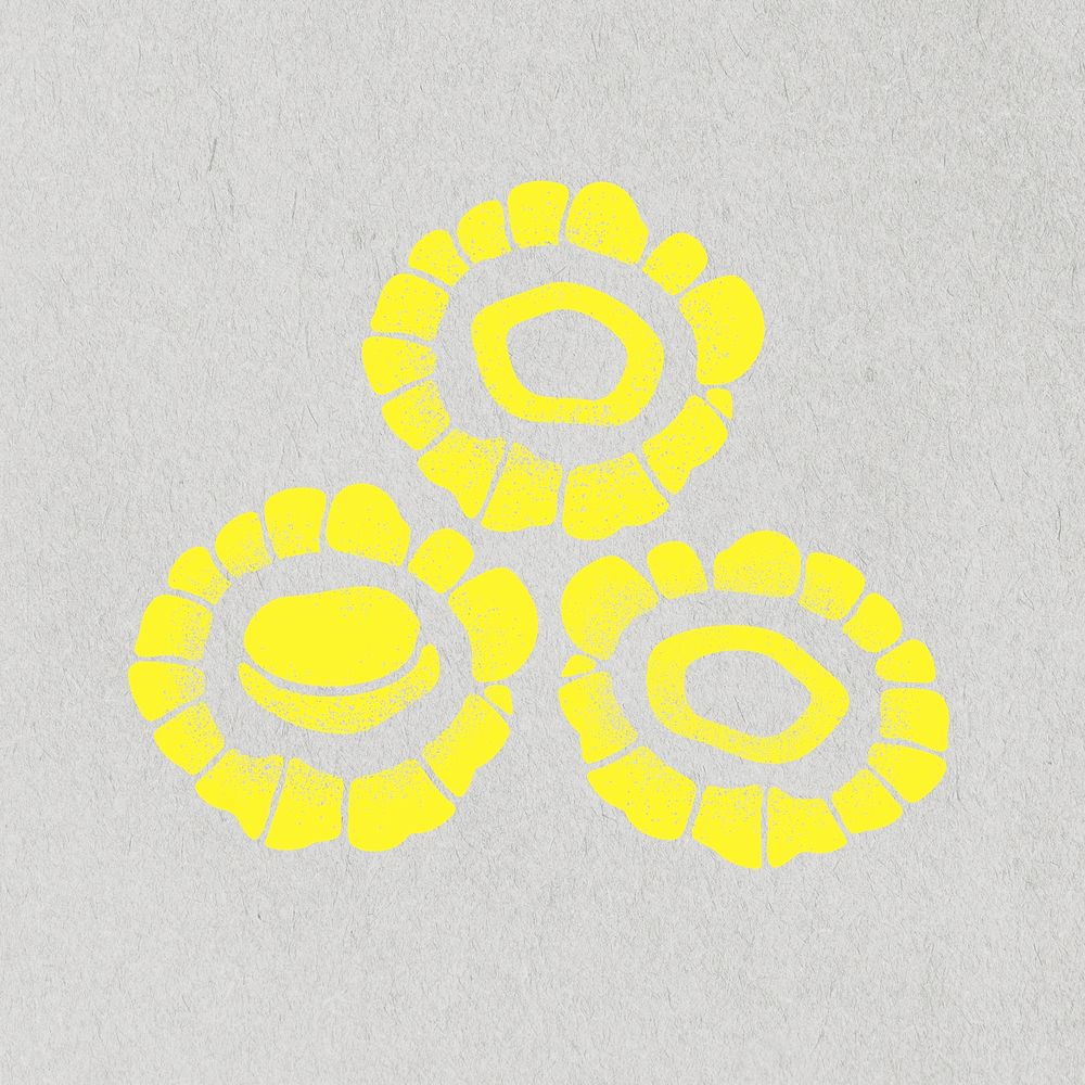 Abstract flower clipart, yellow shape psd