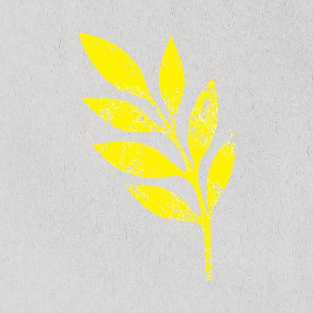Yellow leaf collage element, botanical stamp with texture vector