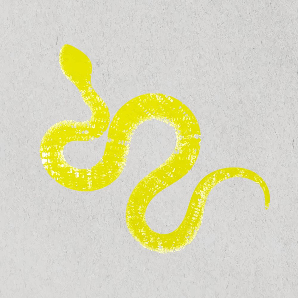 Yellow snake sticker, textured animal stamp vector