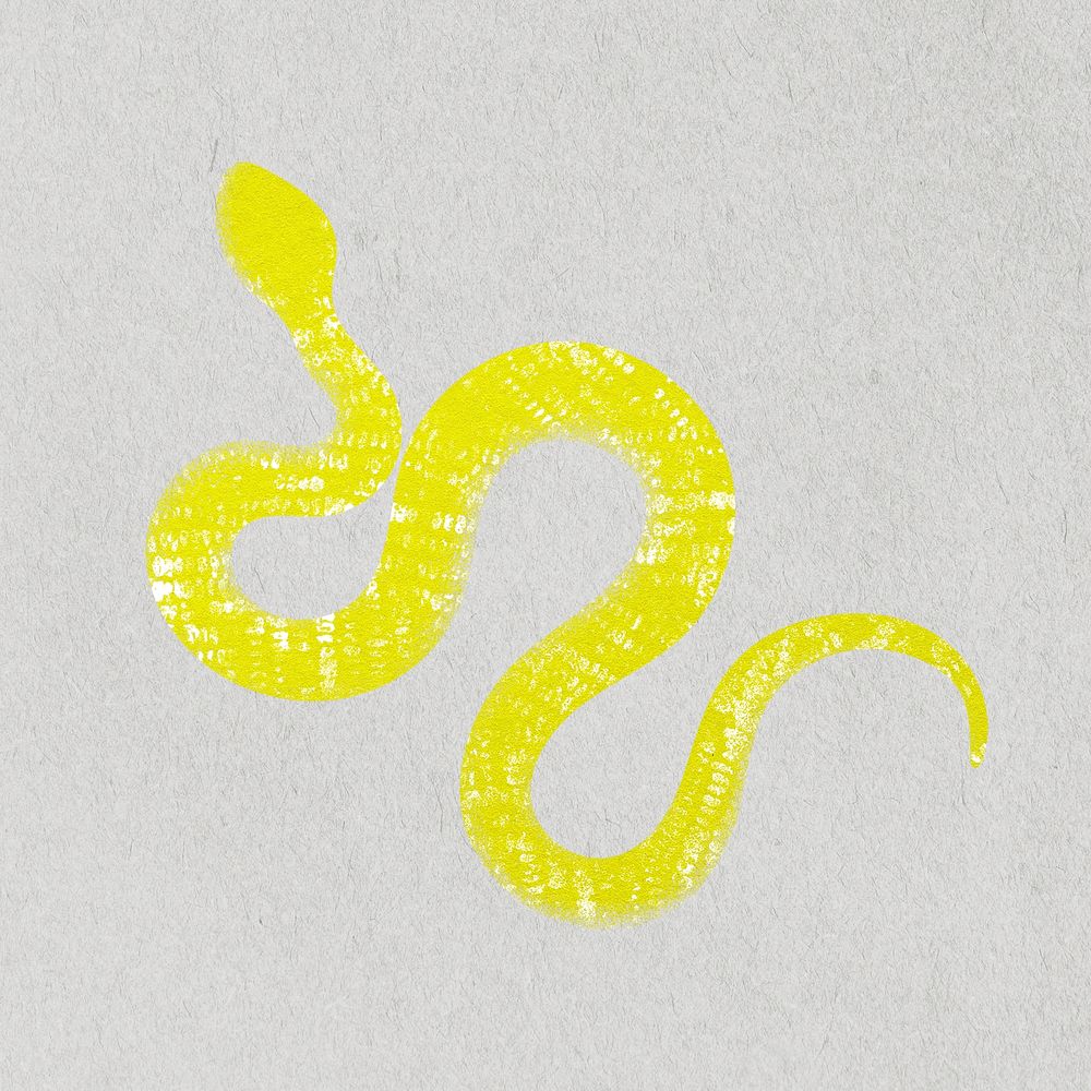 Yellow snake sticker, textured animal stamp psd
