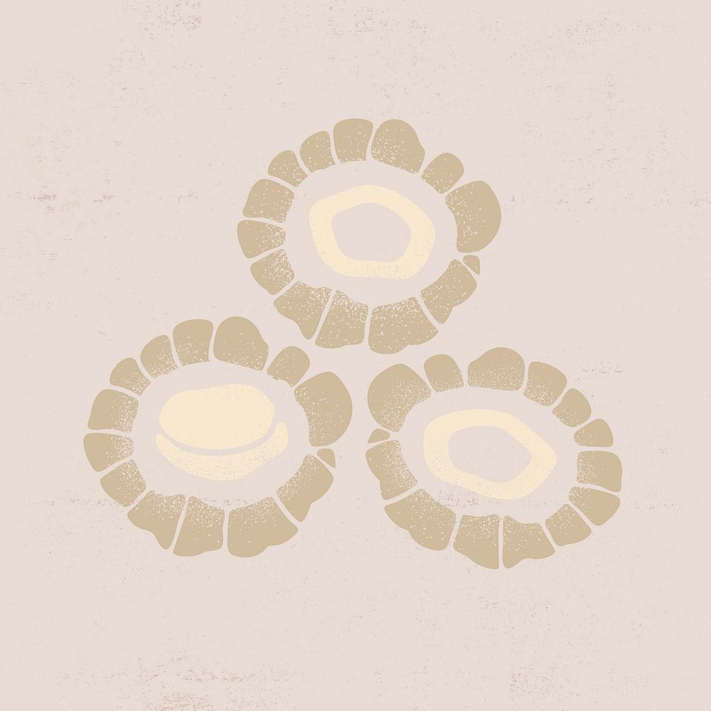 Abstract flower clipart, beige earth tone shape psd