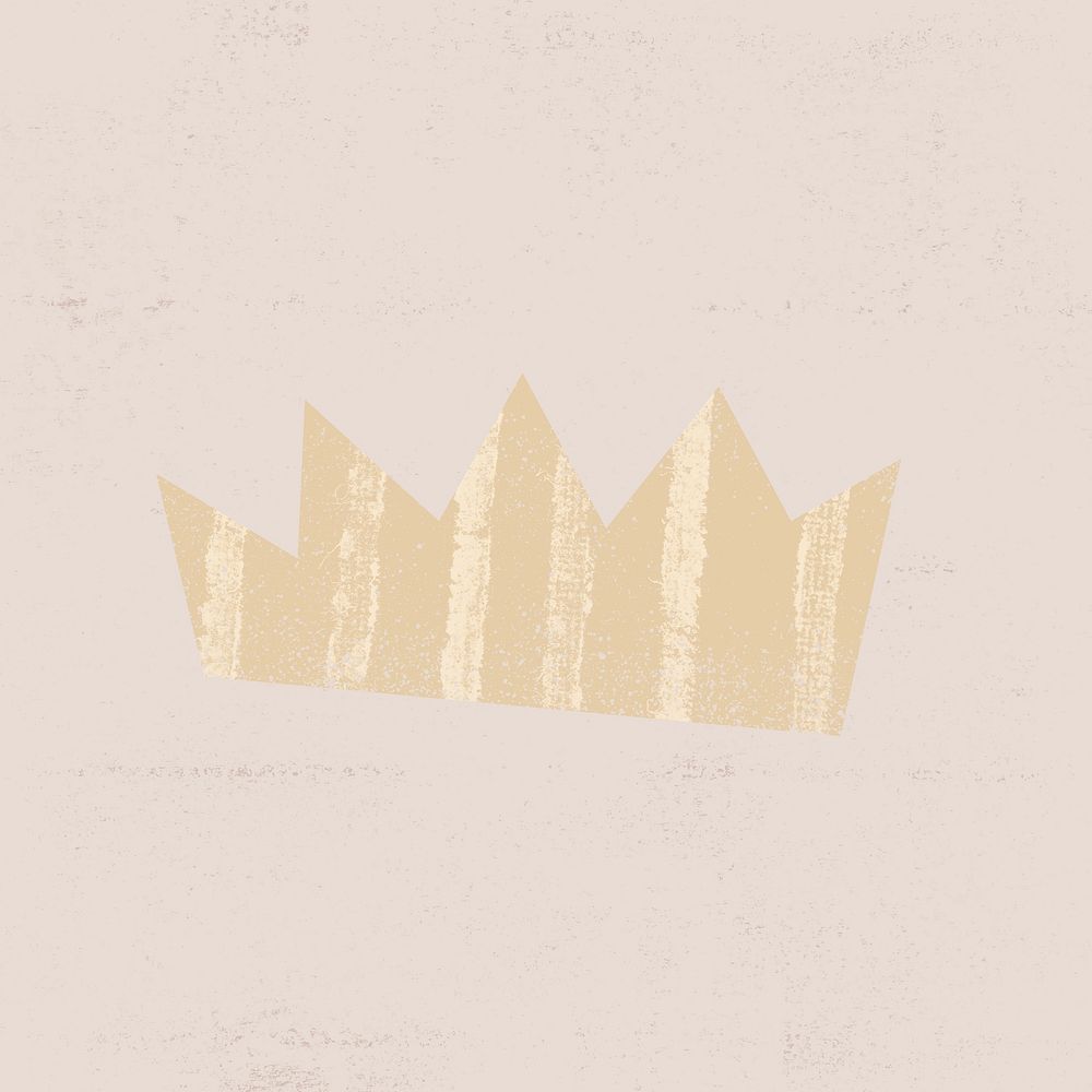 Cute crown sticker, beige collage element in earth tone psd