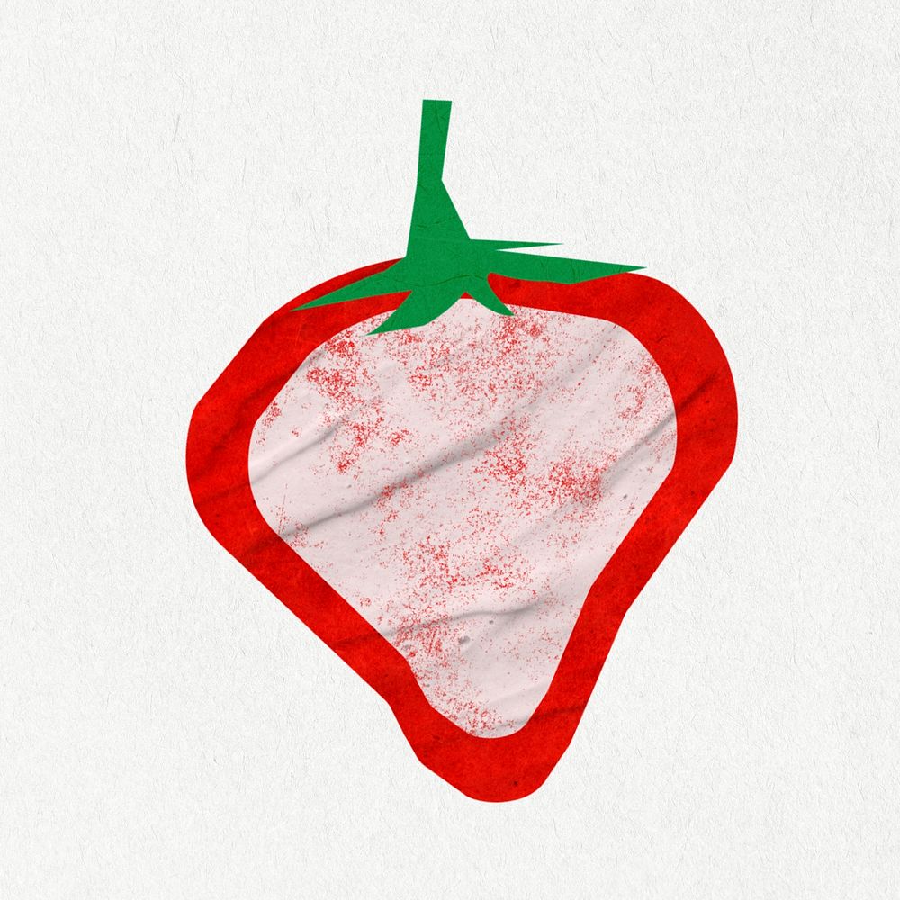 Cute strawberry fruit sticker, journal collage element psd