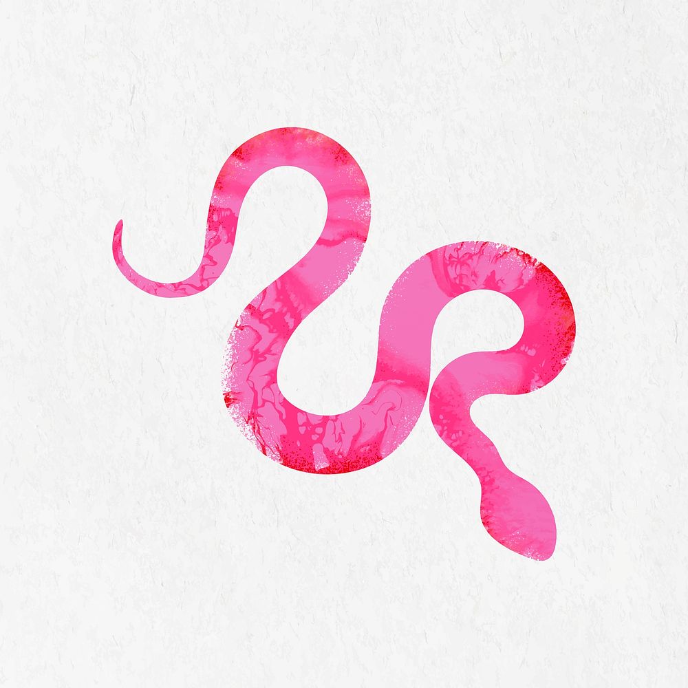 Pink snake sticker, textured animal stamp vector