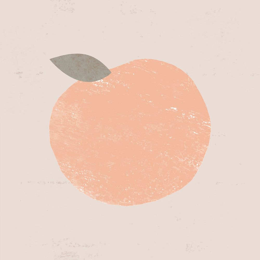 Pastel orange fruit sticker, textured journal collage element vector