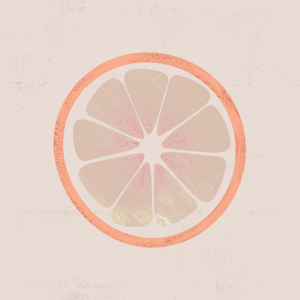 Grapefruit slice clipart, pastel fruit diary collage element psd