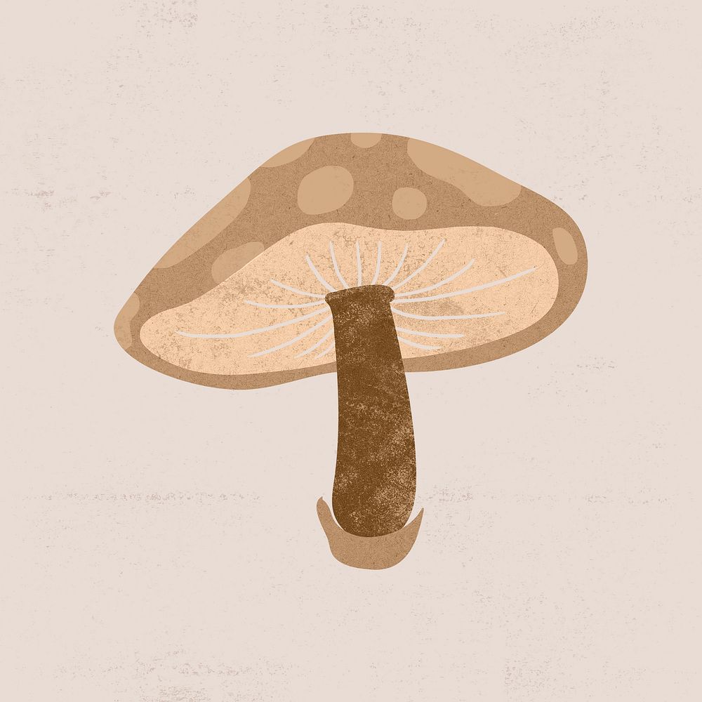 Vintage mushroom clipart, cottage core earth tone psd