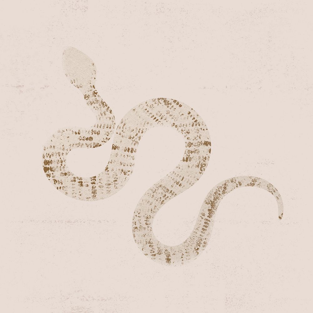 Beige snake sticker, textured animal stamp psd