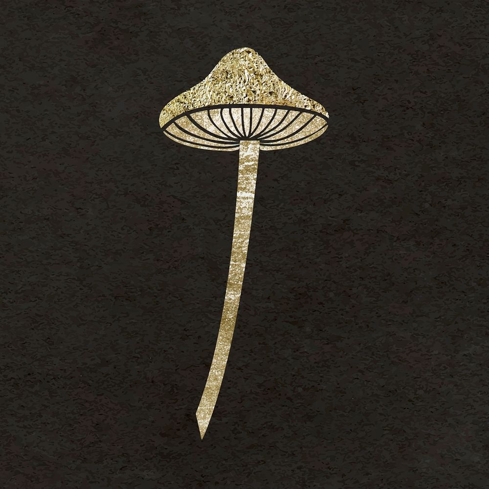 Golden mushroom clipart, cottage core in glitter design vector
