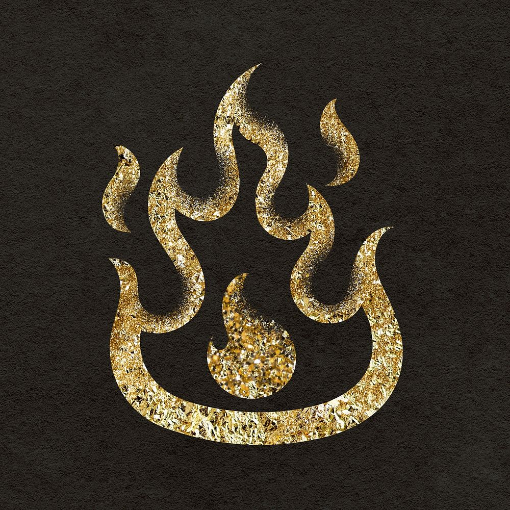 Glitter flame clipart, gold aesthetic feminine design