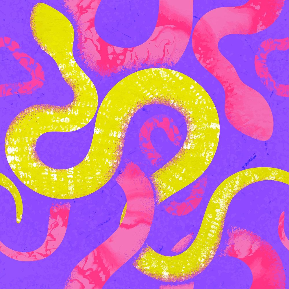 Kidcore snake pattern background, purple animal design vector