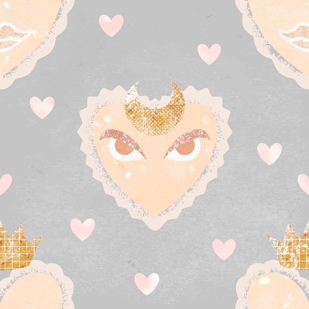 Blue heart pattern background, cute pastel design vector