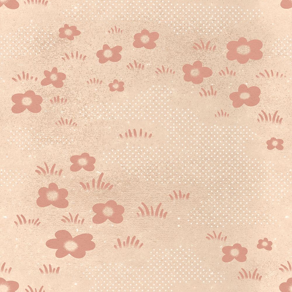 Pink floral pattern background, cute pastel design