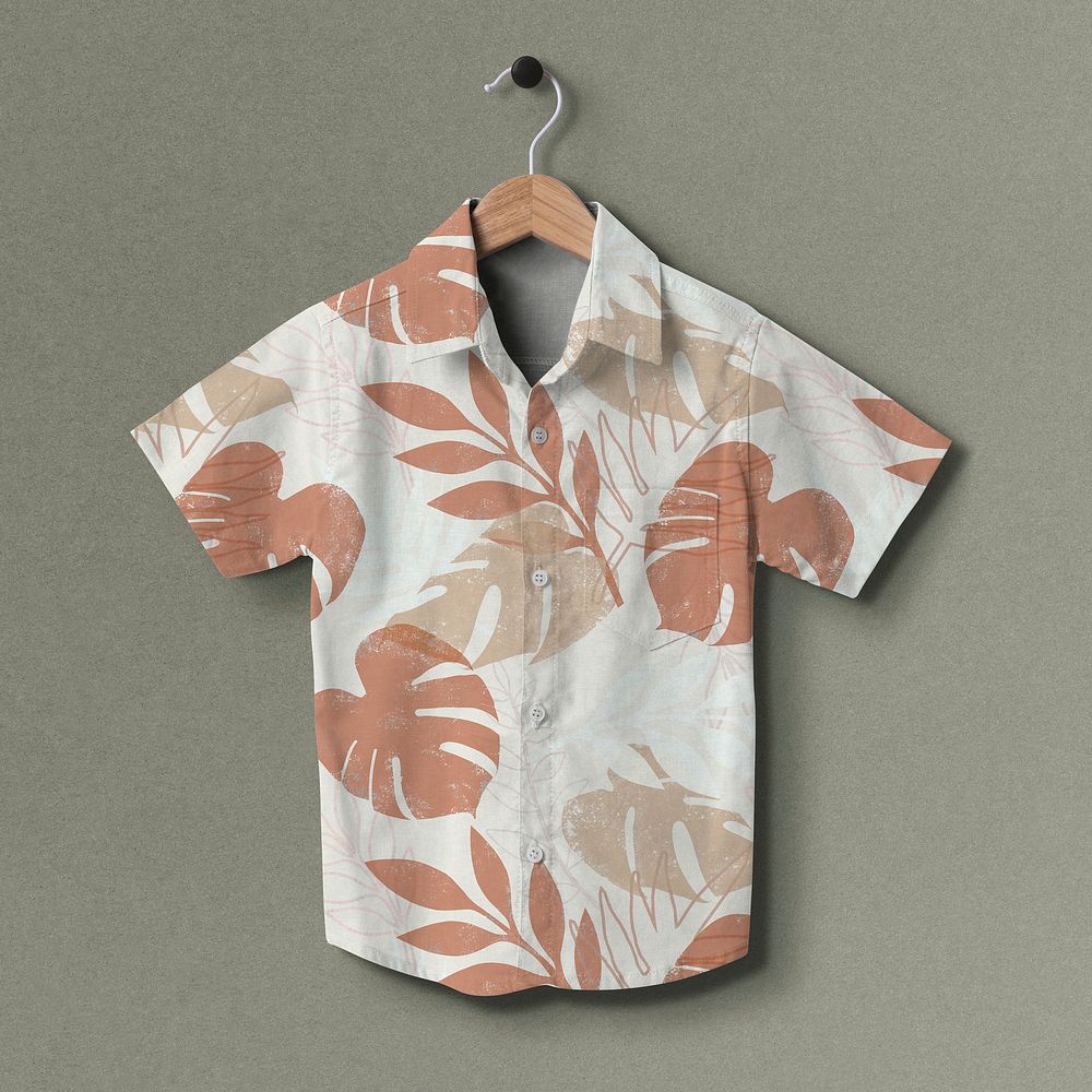 Boys&rsquo; shirt, kids apparel with monstera leaf pattern