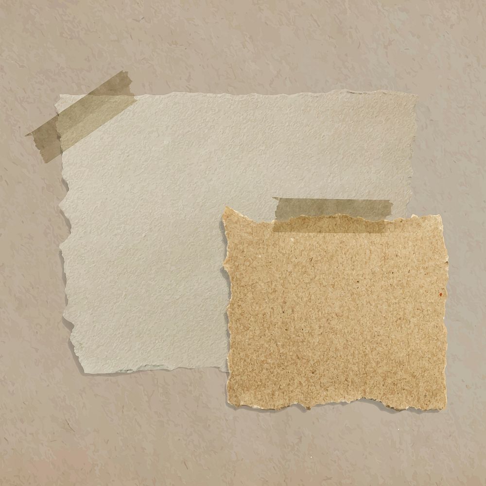 Ripped note paper, brown blank design space vector