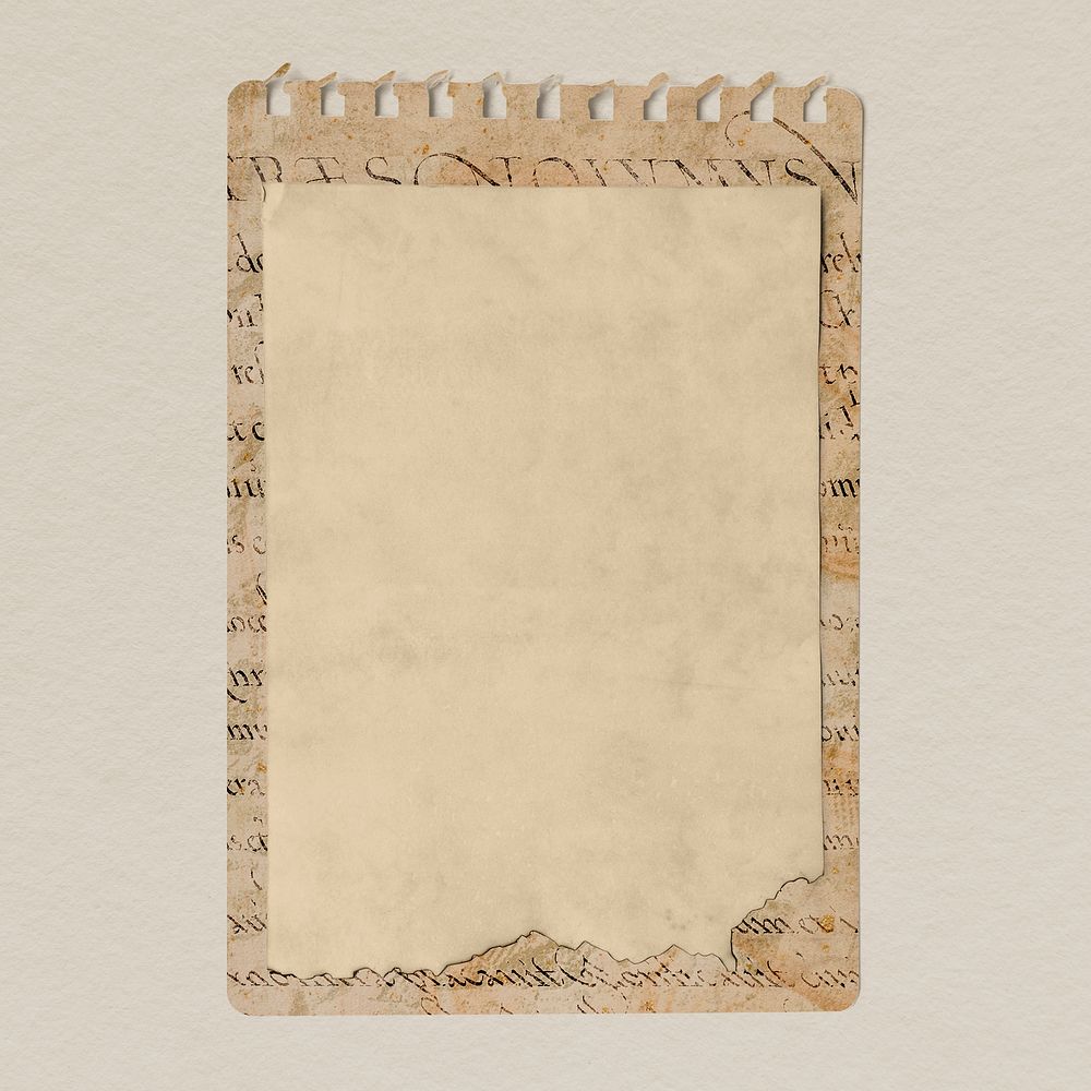 Ripped note paper, brown blank design space