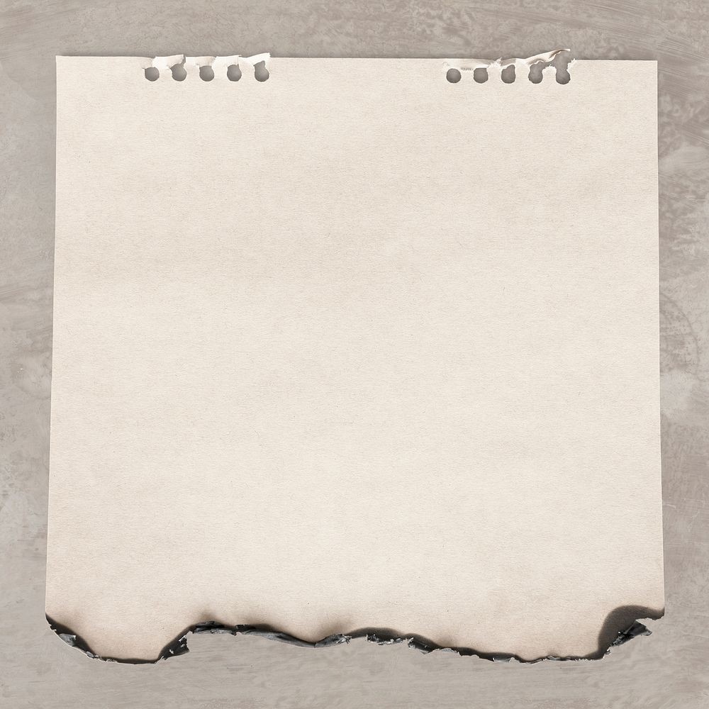 Ripped note paper, beige blank design space