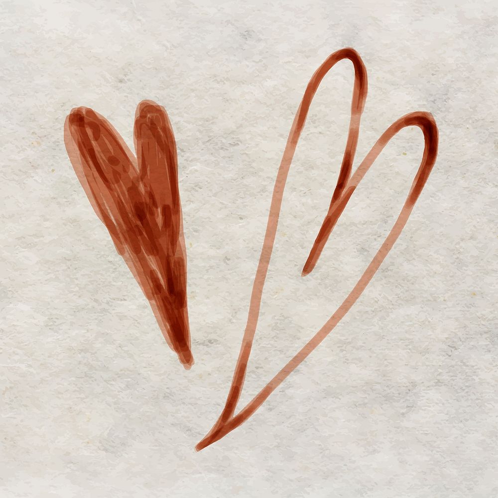 Heart doodle clipart, cute journal decoration element vector