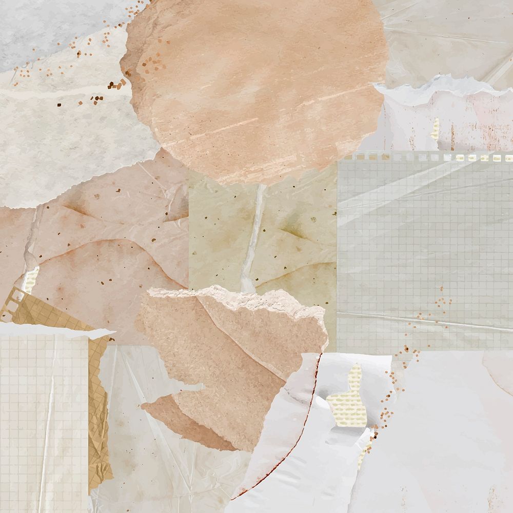 Aesthetic paper collage background, pastel beige with texture vector