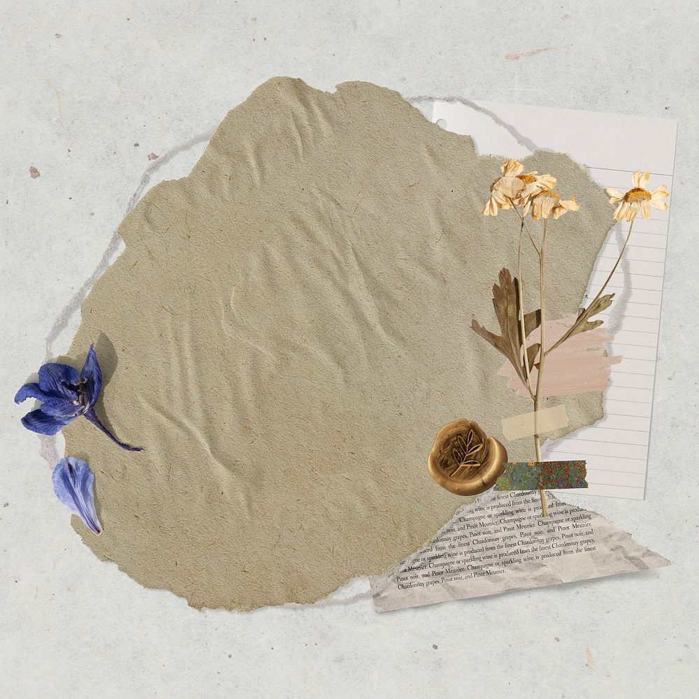 Daisy flower frame, scrapbook collage in aesthetic design