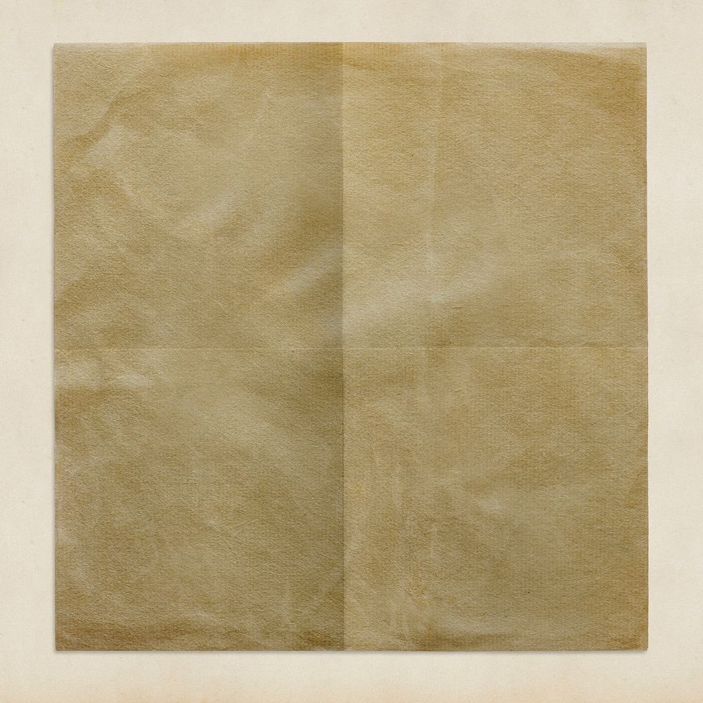 Folded brown paper, poster on the wall with blank space