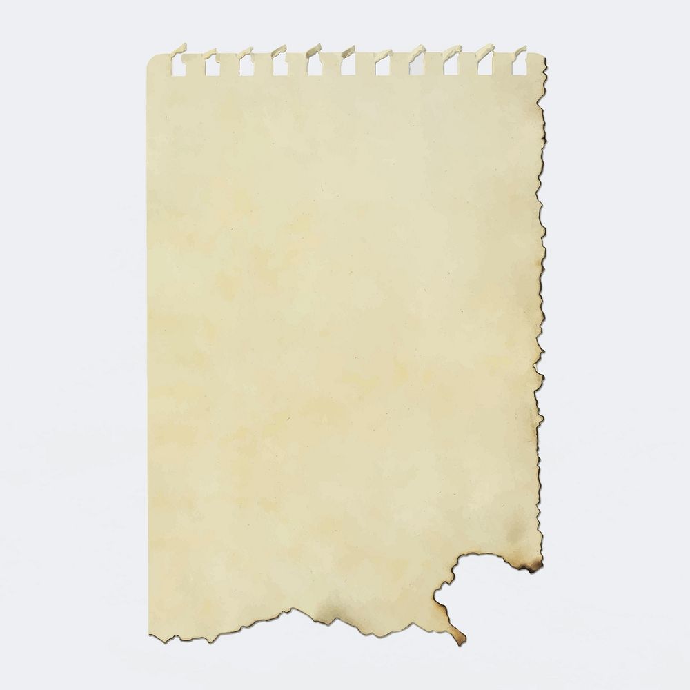 Ripped note paper, beige blank design space vector
