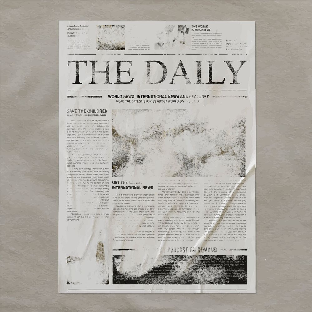 Vintage newspaper, glued to a wall vector