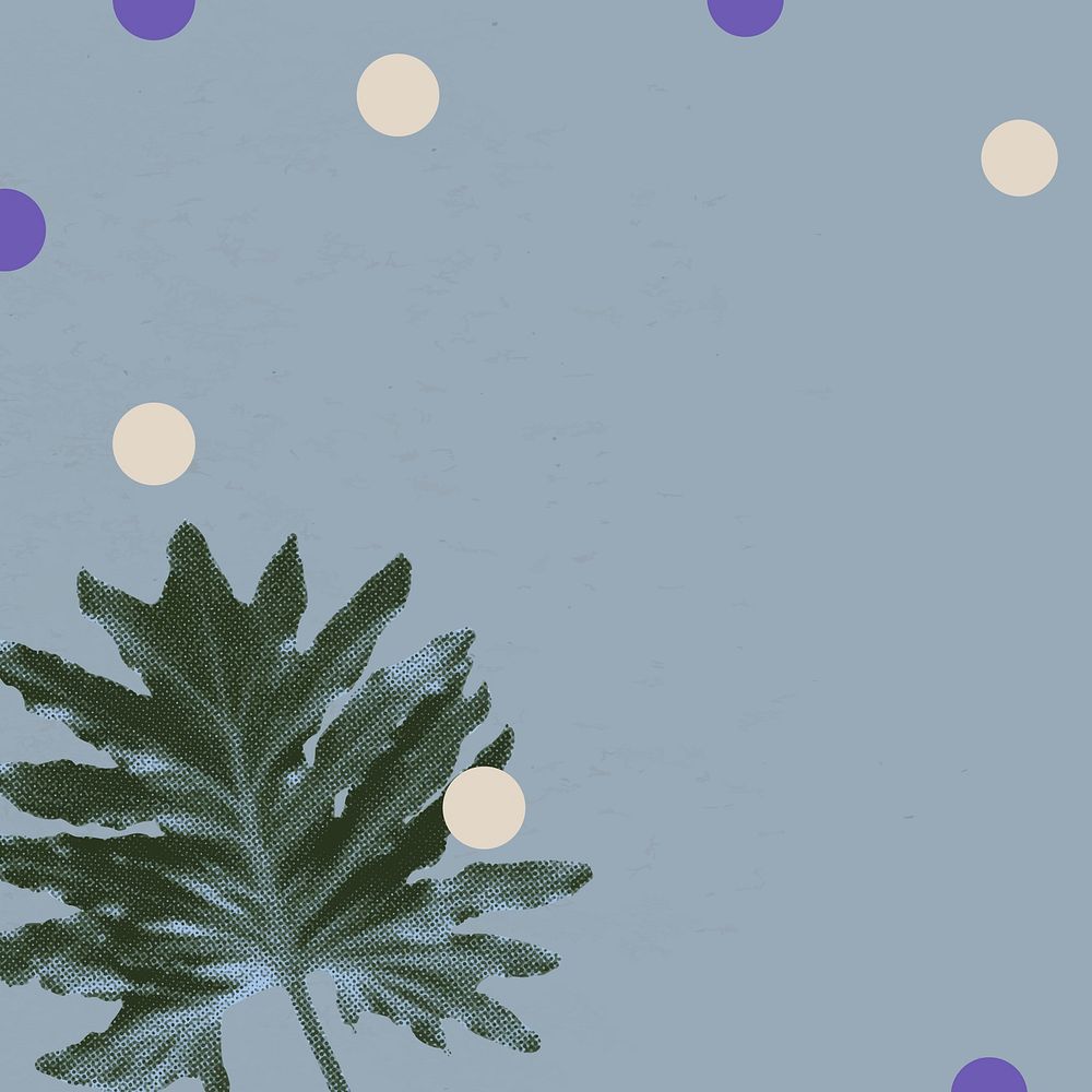 Tropical plant remix background, blue retro wallpaper with halftone design vector