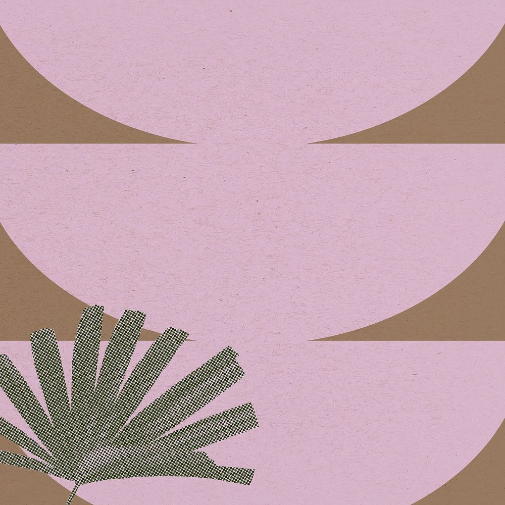 Modern abstract background, tropical leaf in pink semicircle designs 