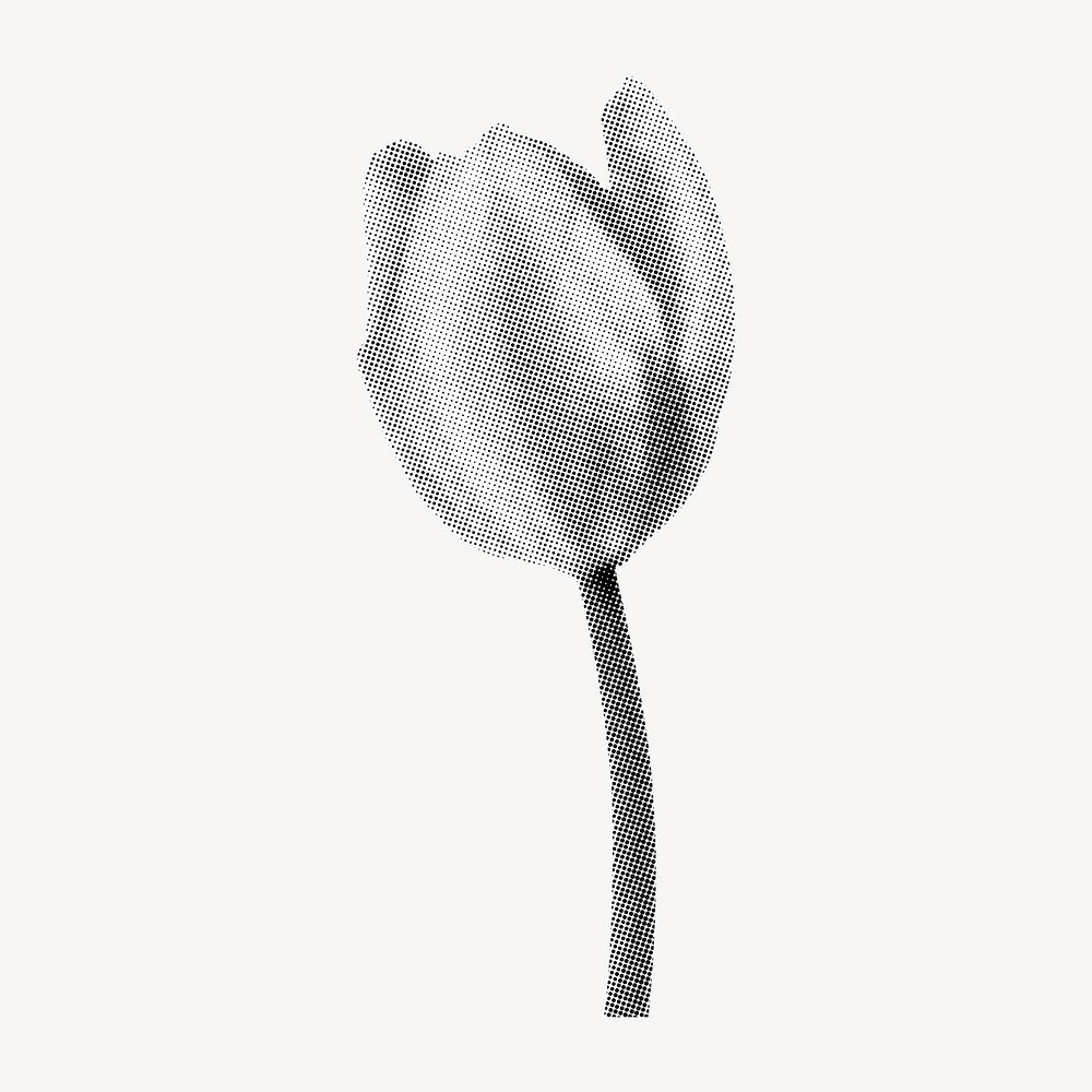 Tulip flower element sticker, retro halftone aesthetic cartoon psd