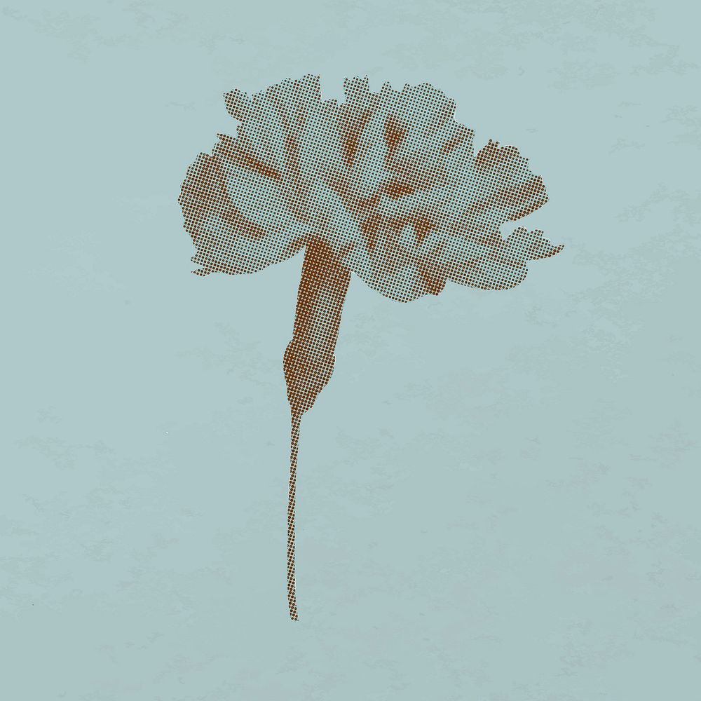 Carnation flower sticker element, retro halftone aesthetic sticker vector
