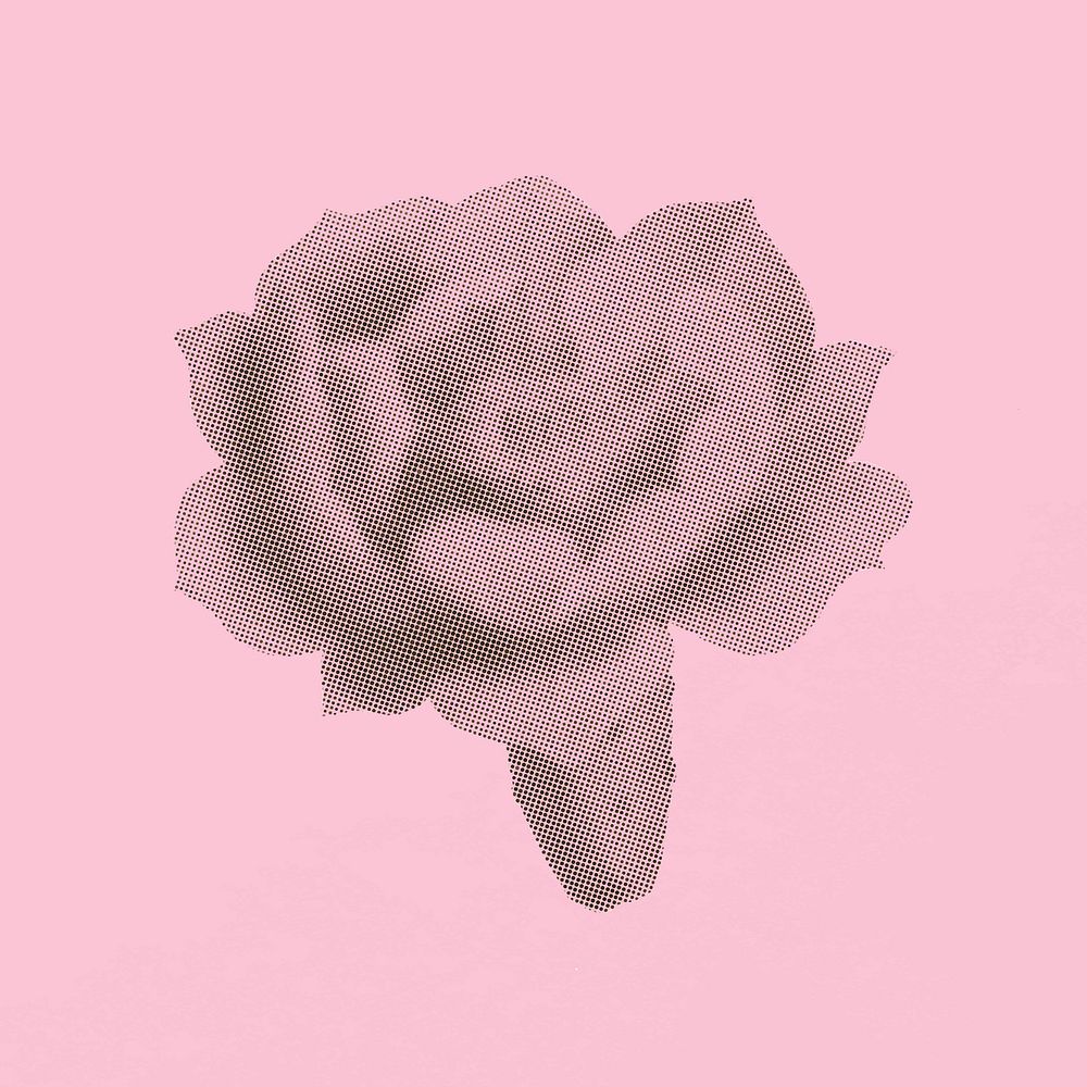 Blooming flower cartoon sticker, retro pink halftone design in comic aesthetic vector