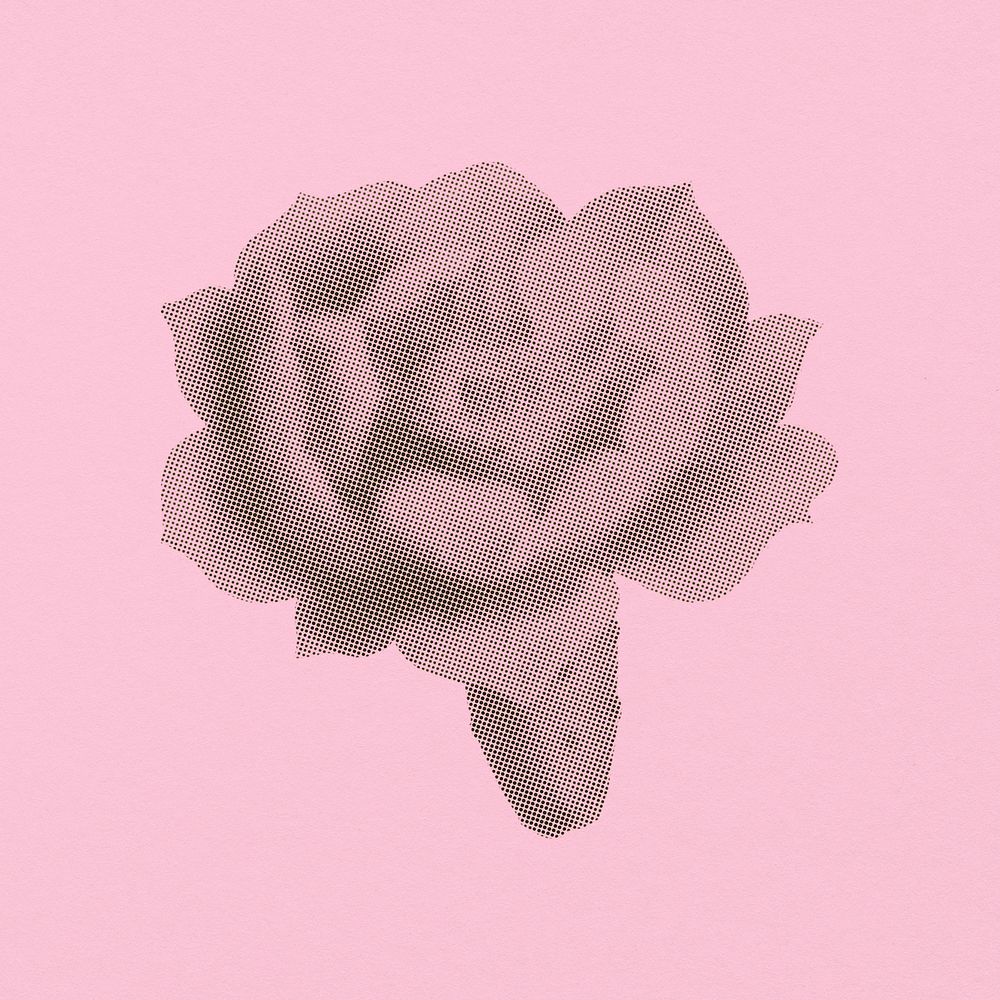 Cactus flower element, retro pink halftone design in comic aesthetic psd