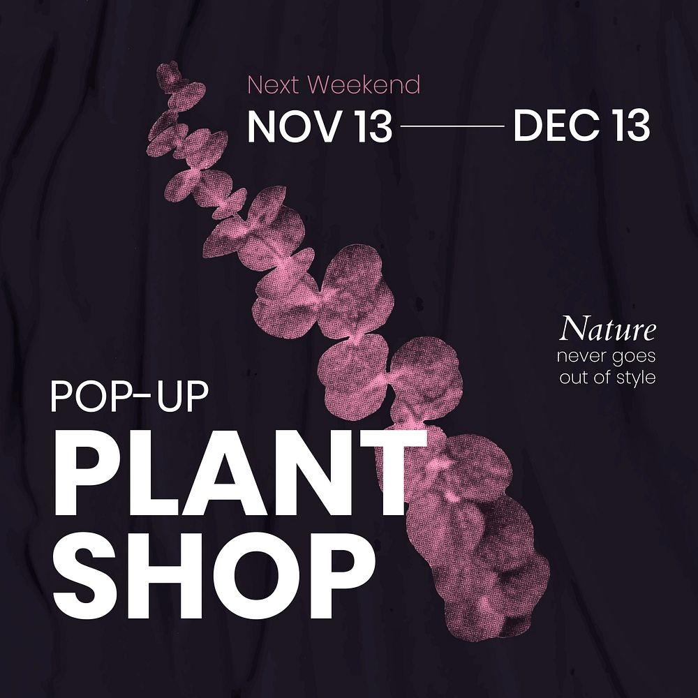 Botanical social media template, retro modern aesthetic halftone, pop up plant shop design vector
