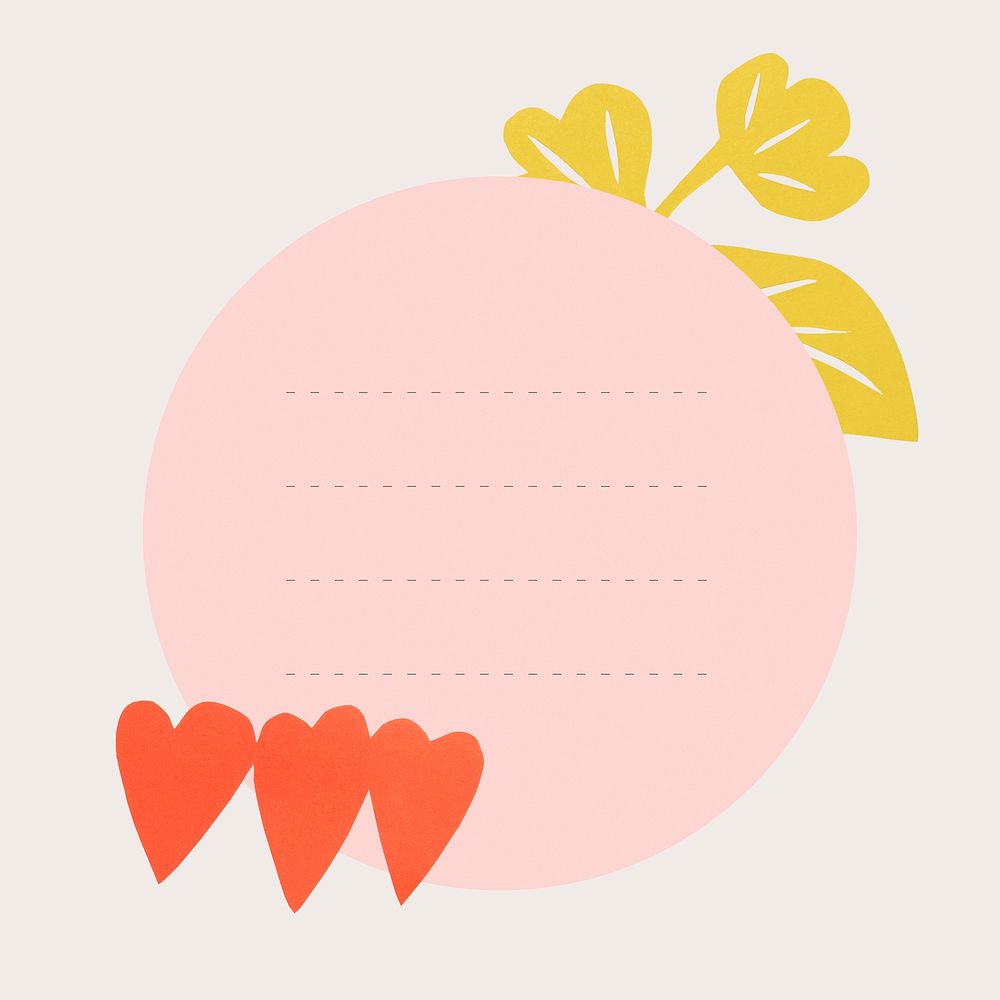 Pink note collage element, simple sticker for notebook decoration psd