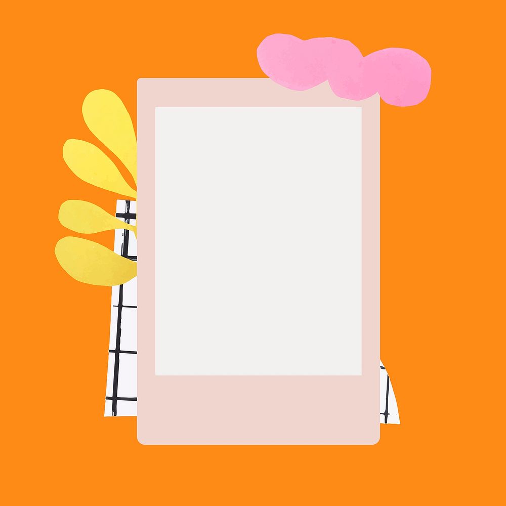 Instant photo frame sticker, cute paper craft design for notebook decoration vector