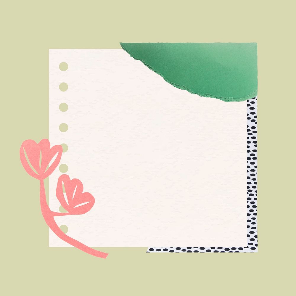 Simple paper note, minimal flower paper cut design