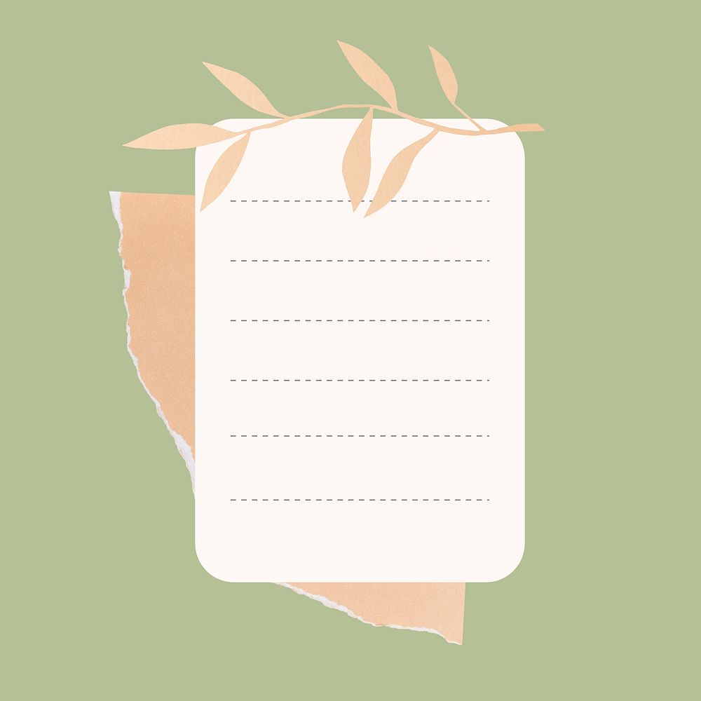 White note pad, simple botanical paper cut design