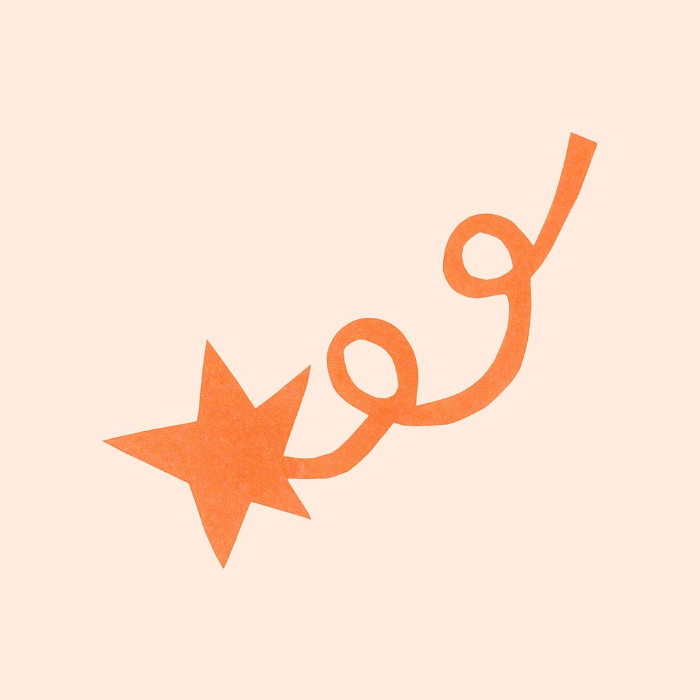 Abstract orange star, simple paper cut design