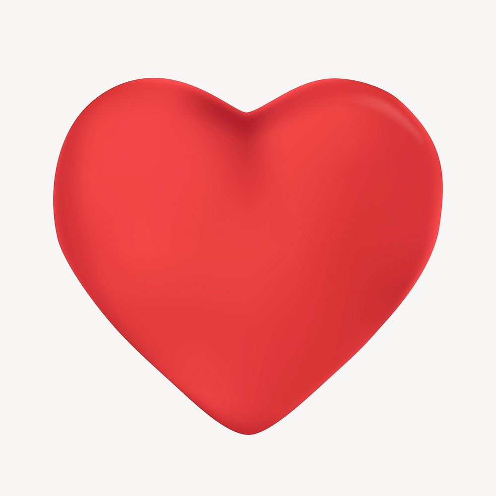 3D heart shape sticker, love, red Valentine's day graphic vector