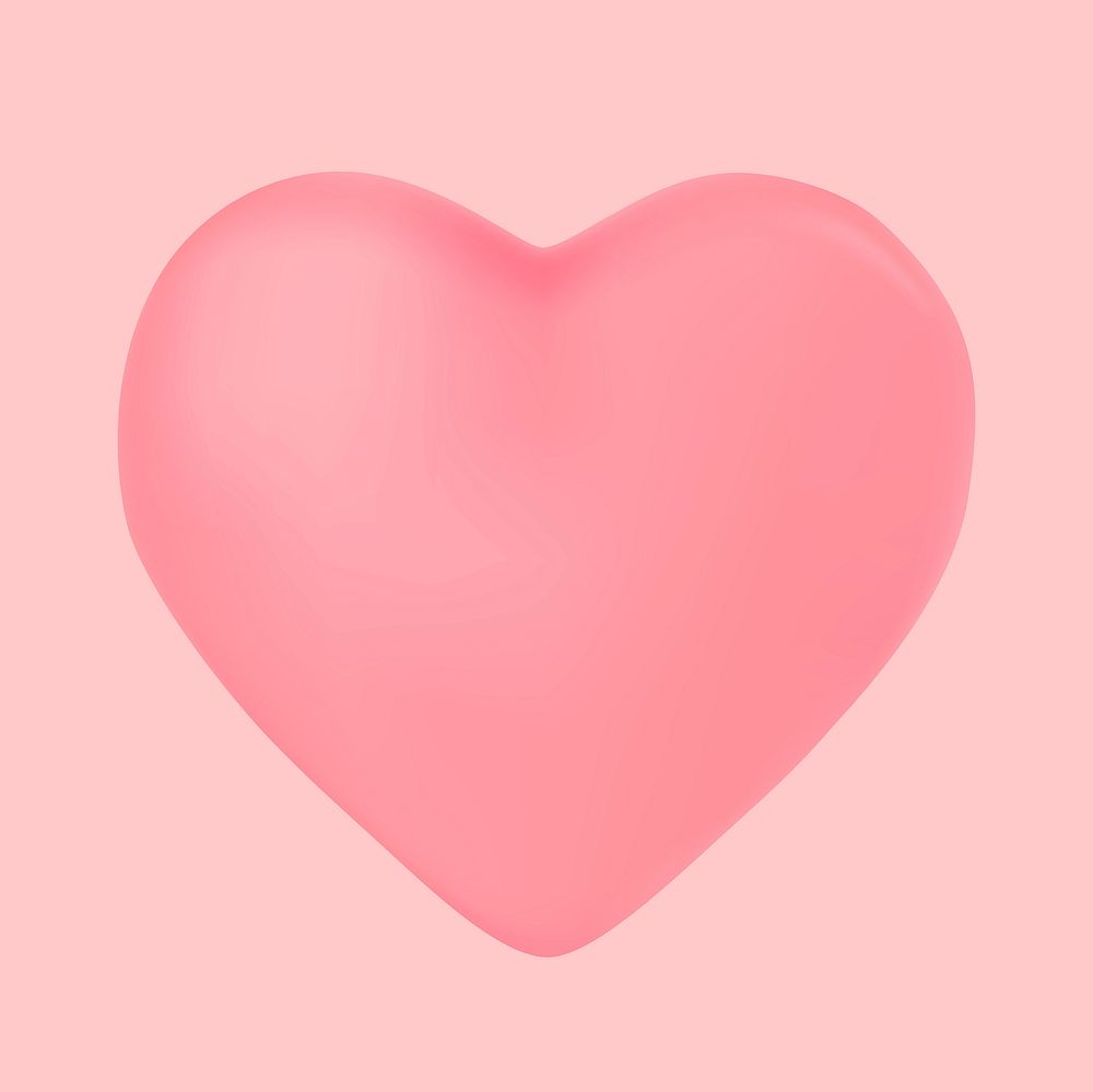 3D heart shape sticker, love, pink Valentine's day graphic vector