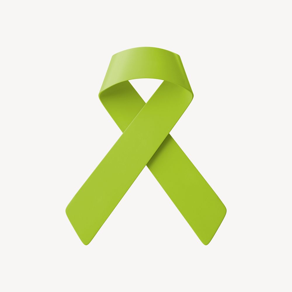Lime green ribbon 3D clipart, Lymphoma awareness