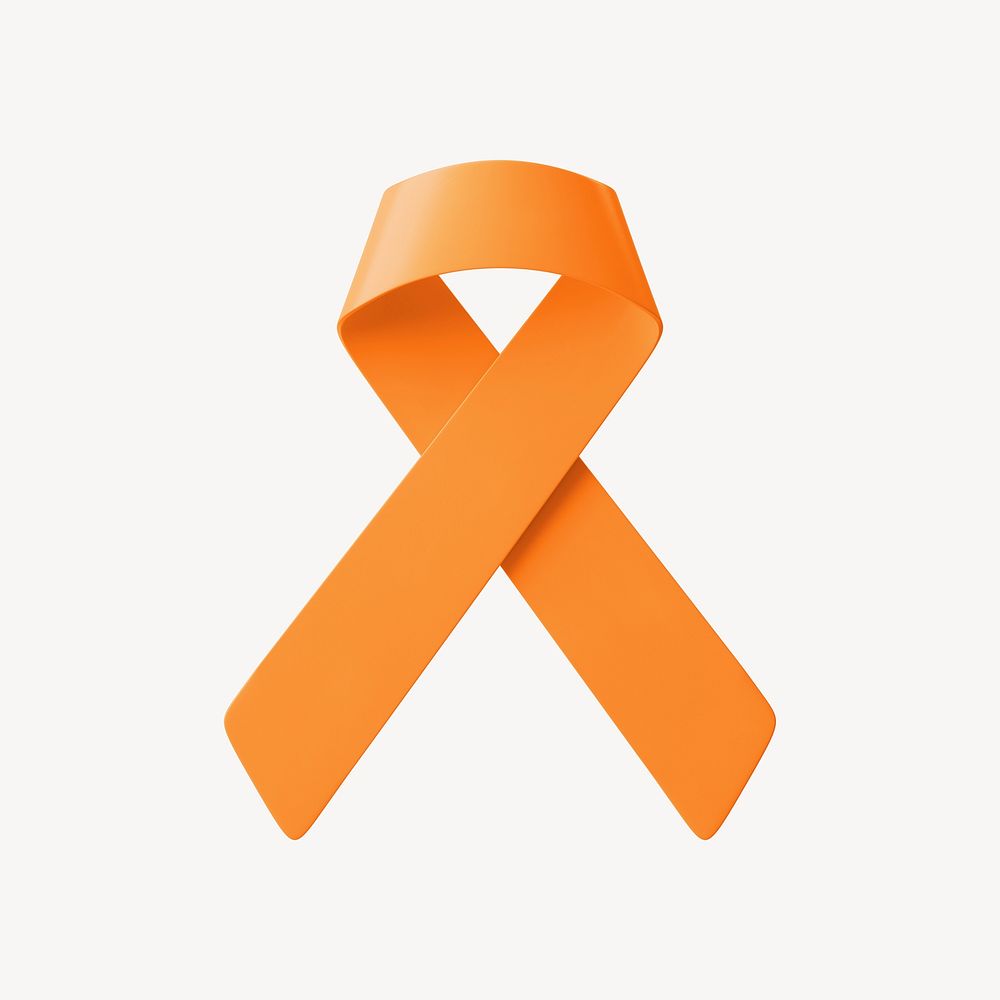 3D orange awareness ribbon clipart, kidney cancer & leukemia