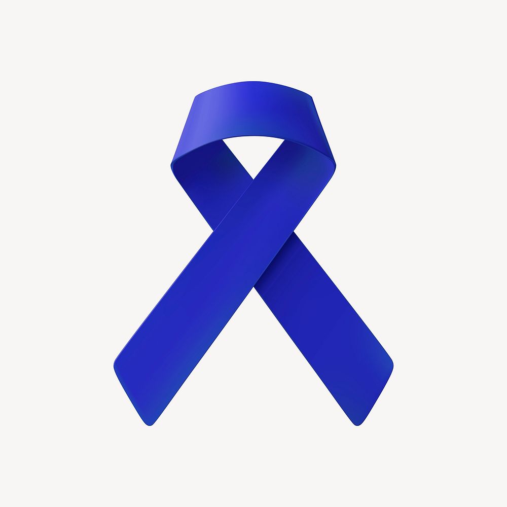 Blue ribbon 3D clipart, anti-bullying awareness vector