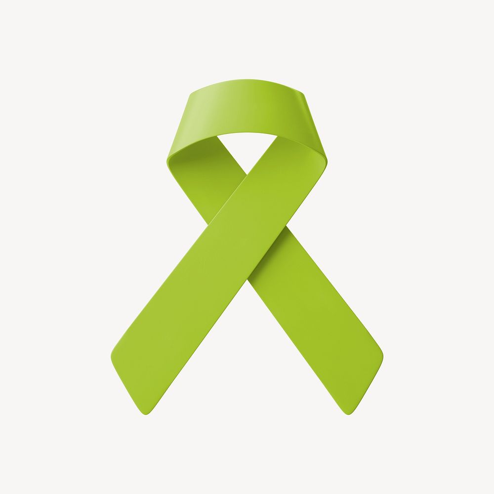 Lime green ribbon 3D clipart, HPV awareness psd